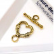 Goldfarben Herz Knebelverschluss 18x14mm Ringteil Stab 20x2mm Toggle Stabverschluss - Schmuckubehör