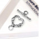 Silberfarben Herz Knebelverschluss 18x14mm Ringteil Stab 20x2mm Toggle Stabverschluss - Schmuckubehör