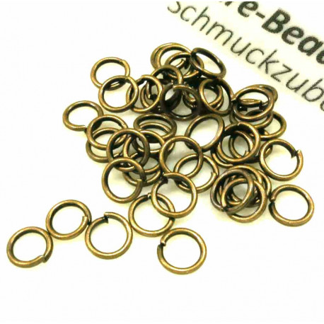 Leisure-Beads - 50x bronzefarben Biegering 5mm x 0,7mm Bindering Schmuckzubehör