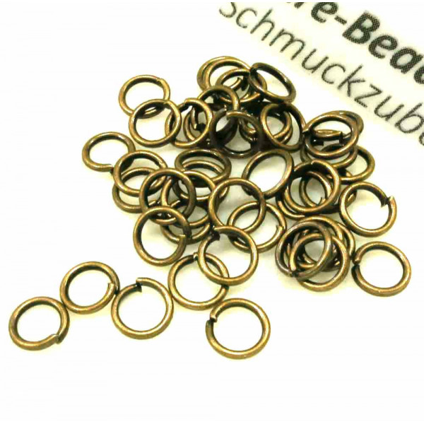 50x bronzefarben Biegering 5mm x 0,7mm Bindering Schmuckzubehör - Leisure-Beads DIY