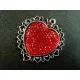1x Herz Anhänger ca. 37x35mm rot silberfarben Schmuckanhänger - Schmuckzubehör - Leisure-Beads DIY