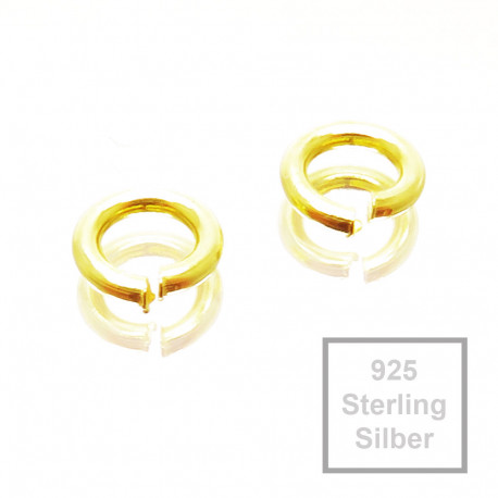 Leisure-Beads - 2x 925er Biegeringe 5mm x 1,1mm vergoldet Sterling Silber Binderinge - Schmuckzubehör Biegering