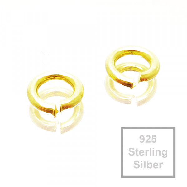 2x 925er Biegeringe 5mm x 1,1mm vergoldet Sterling Silber Binderinge - Schmuckzubehör Biegering - Leisure-Beads DIY