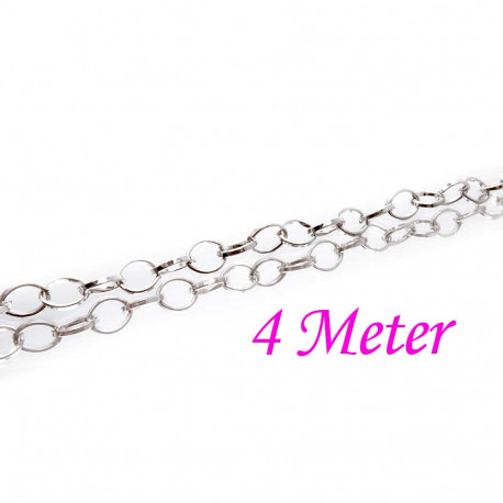 Leisure-Beads - 4m silberfarbene Kette 8x6mm Gliederkette - Schmuckzubehör
