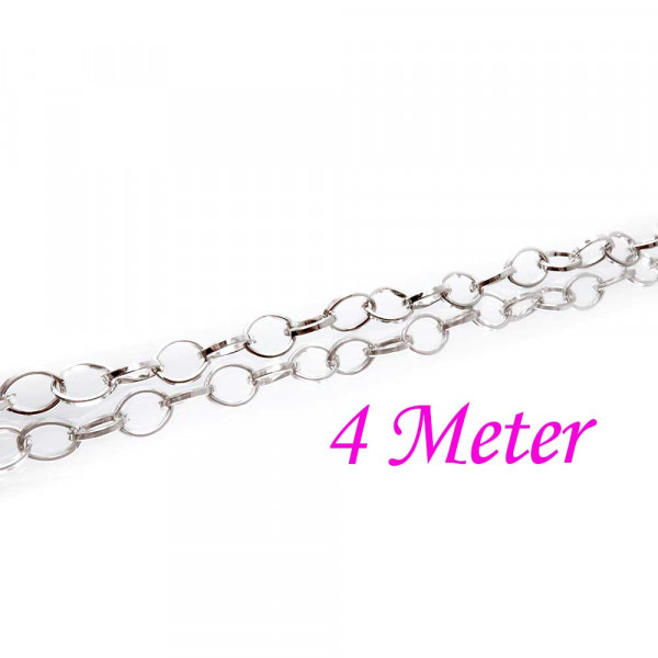 4m silberfarbene Kette 8x6mm Gliederkette - Schmuckzubehör - Leisure-Beads DIY