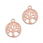 1x rosegoldfarben Anhänger 24x20mm Lebensbaum - Schmuckzubehör