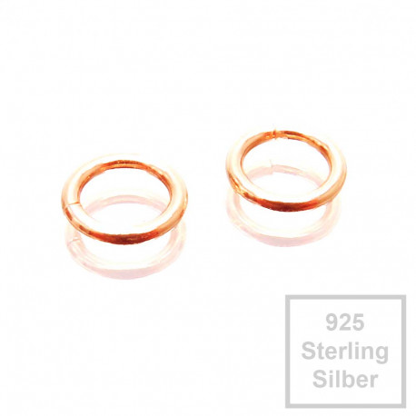 Leisure-Beads - 2x 925er Biegeringe 5mm x 0,7mm rosevergoldet Sterling Silber Binderinge - Schmuckzubehör