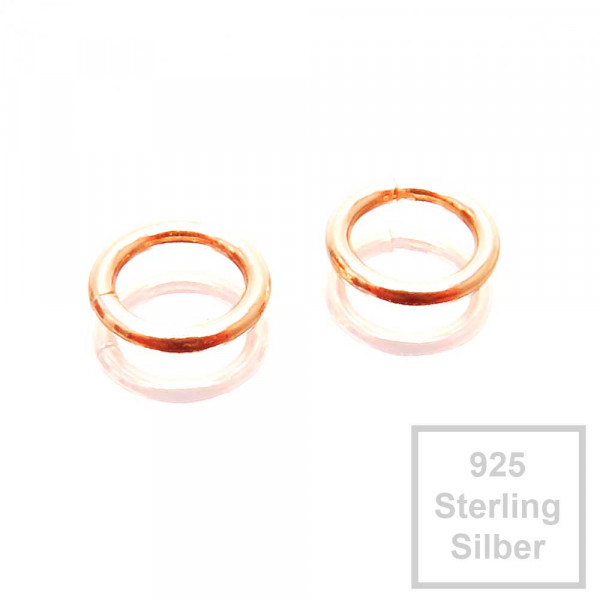 2x 925er Biegeringe 5mm x 0,7mm rosevergoldet Sterling Silber Binderinge - Schmuckzubehör - Leisure-Beads DIY