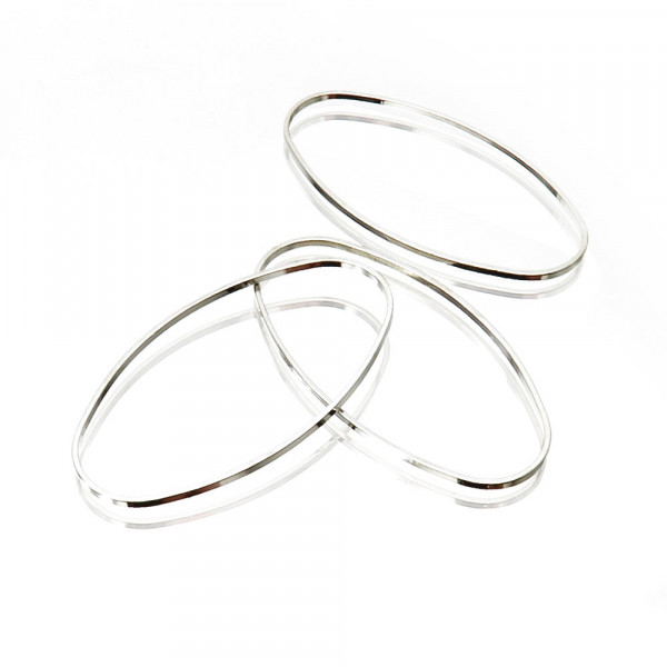 2x silberfarben Ring 25x10mm x 1mm oval geschlossen - Schmuckzubehör - Leisure-Beads DIY