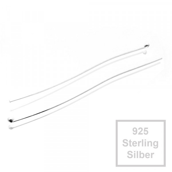 2x 925er Nietstifte 60mm x 0,7mm Sterling Silber runder Kopf - Schmuckzubehör - Leisure-Beads DIY