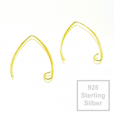 Leisure-Beads - 2x vergoldete 925er Ohrhaken 22mm Sterling Silber - Schmuckzubehör