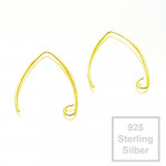 2x vergoldete 925er Ohrhaken 22mm Sterling Silber - Schmuckzubehör