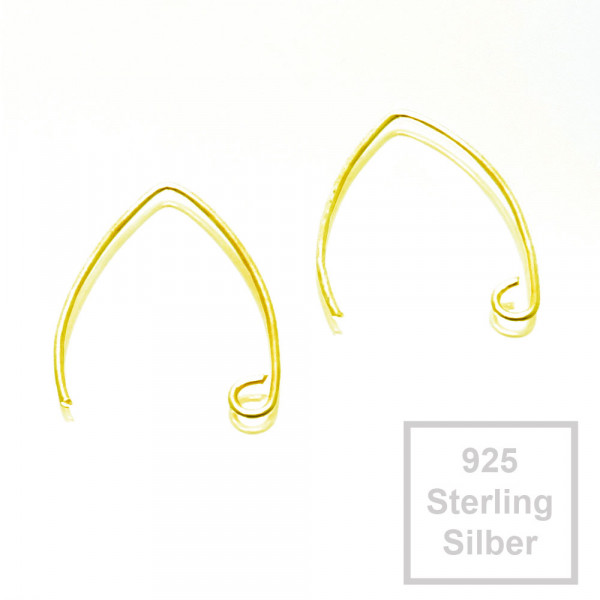 2x vergoldete 925er Ohrhaken 22mm Sterling Silber - Schmuckzubehör - Leisure-Beads DIY