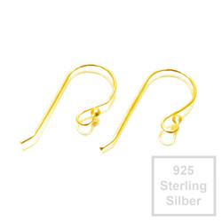 Vergoldete 925 Sterling Silber Ohrhaken 24x16mm - Schmuckzubehör 925 Silber