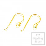 2x vergoldete 925er Ohrhaken 24x16mm Sterling Silber - Schmuckzubehör