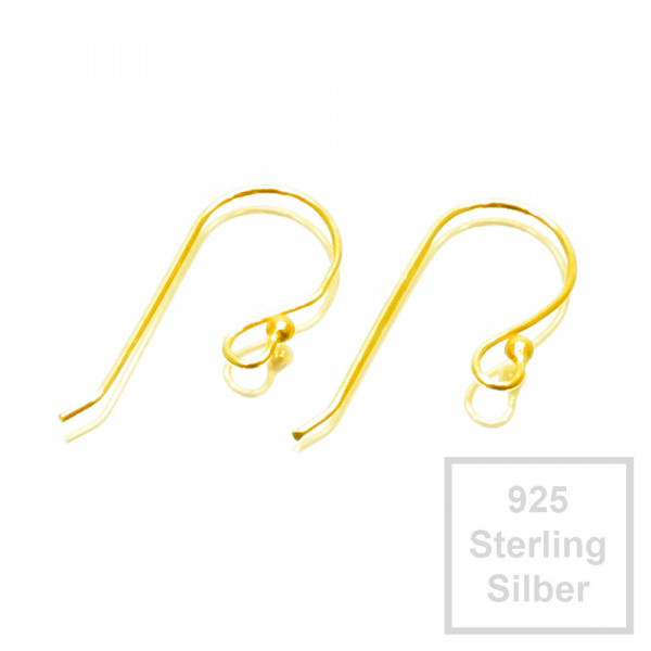 2x vergoldete 925er Ohrhaken 24x16mm Sterling Silber - Schmuckzubehör - Leisure-Beads DIY