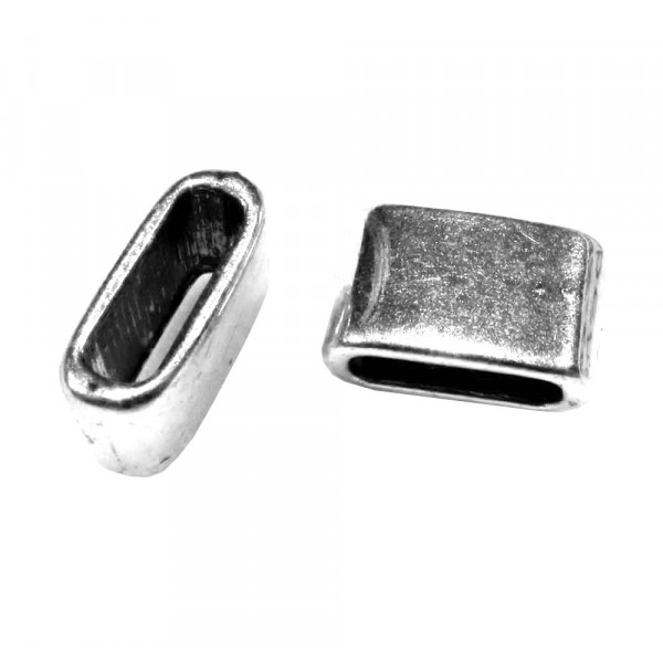 1x silberfarben Schiebeperle 12x8mm innen 10x3mm schlichte silberfarben Schiebeperle - Schmuckzubehör Schiebeperle - Leisure-Beads DIY