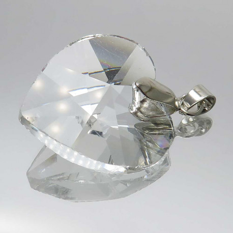 Leisure-Beads - 1x transparenter Glas Herz 41x28mm Schmuckanhänger - Schmuckzubehör
