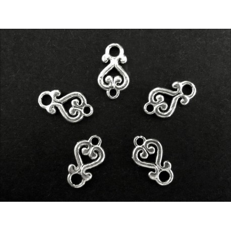 Leisure-Beads - 5x Kettenverbinder 14x8mm Kettenverteiler Trachtenherz silberfarben - Schmuckzubehör