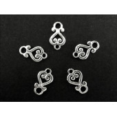 5x Kettenverbinder 14x8mm Kettenverteiler Trachtenherz silberfarben - Schmuckzubehör