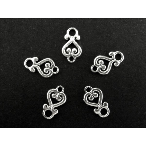 5x Kettenverbinder 14x8mm Kettenverteiler Trachtenherz silberfarben - Schmuckzubehör