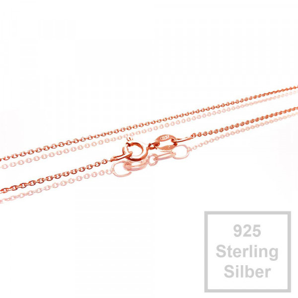 1x rosevergoldete 925er Halskette 42cm Stärke 0,8mm Sterling Silber - Schmuckzubehör - Leisure-Beads DIY