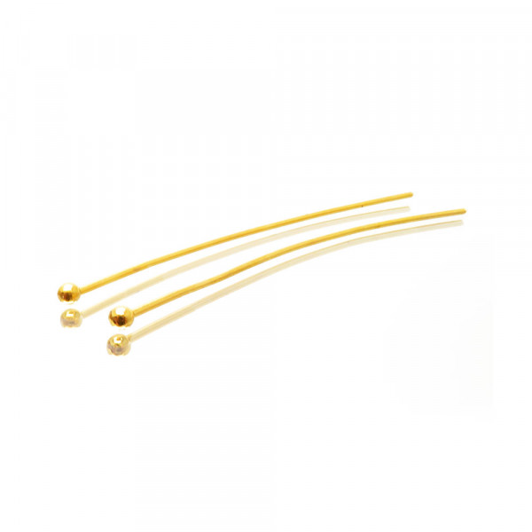 4 goldfarben Nietstifte 50mm Schmuckdraht mit rundem Kopf - Schmuckzubehör Nietstifte - Leisure-Beads DIY
