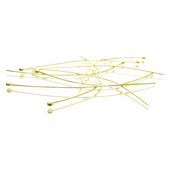 20 goldfarbene Nietstifte 60mm x 0,6mm mit rundem Kopf - Schmuckzubehör Nietstifte - Leisure-Beads DIY