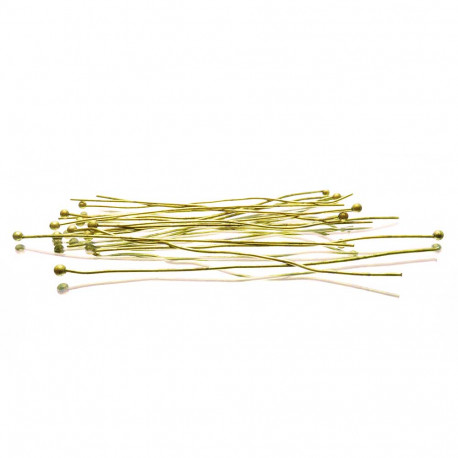 Leisure-Beads - 20 antikgoldfarben Nietstifte 60mm x 0,6mm mit rundem Kopf - Schmuckzubehör Nietstifte