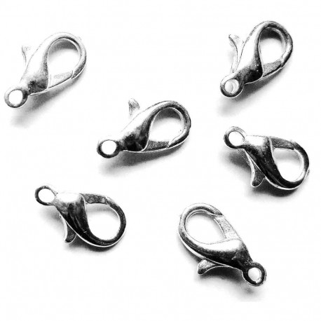 Leisure-Beads - 10x silberfarben Karabinerhaken 12mm Schmuckverschluss - Schmuckzubehör