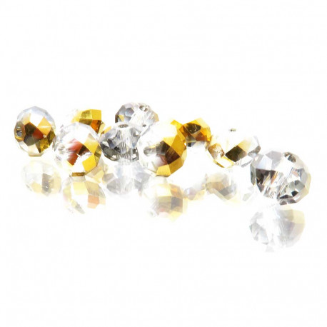 Leisure-Beads - 10x Goldfarbene Glasperlen 8x6mm half plated geschliffene Rondelle - Schmuckzubehör Glasperlen
