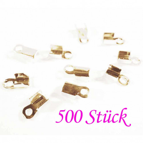 Leisure-Beads - 500x KC-goldfarbene Endkappe 6x2mm Bandklemme - Schmuckzubehör