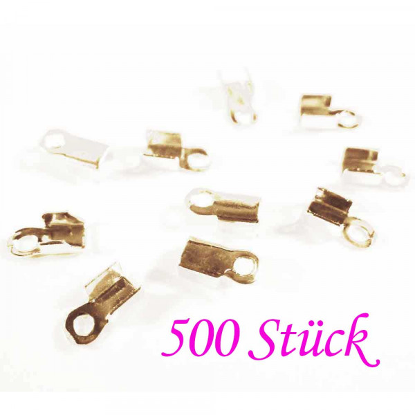 500x KC-goldfarbene Endkappe 6x2mm Bandklemme - Schmuckzubehör - Leisure-Beads DIY