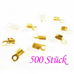 500x goldfarben Endkappe 6x2mm Schmuckbandklemme - Schmuckzubehör