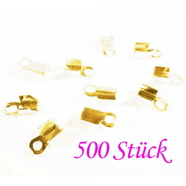 500x goldfarben Endkappe 6x2mm Schmuckbandklemme - Schmuckzubehör - Leisure-Beads DIY