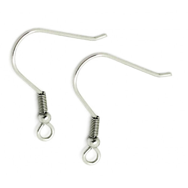 6 Stück Edelstahl Ohrfedern 20x18mm silberfarben mit Stopper - Schmuckzubehör Ohrringe - Leisure-Beads DIY