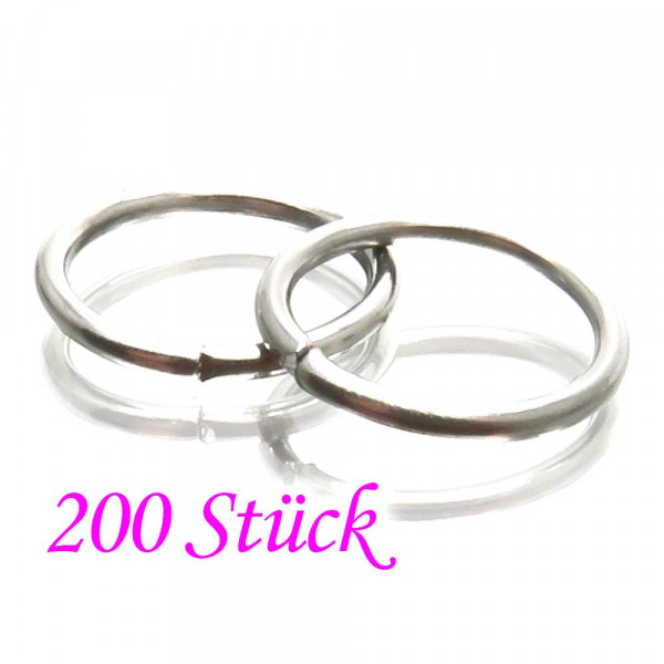 200x Edelstahl Biegering 12mm x 1,2mm runder silberfarben Biegering - Schmuckzubehör Biegering - Leisure-Beads DIY