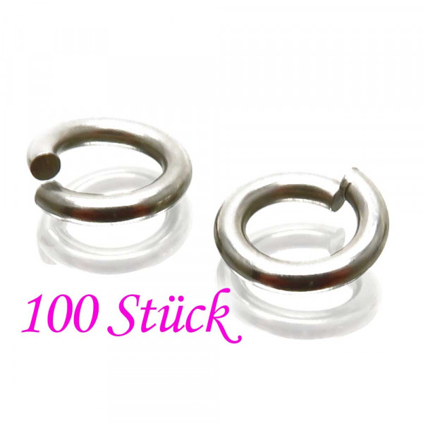 100x Edelstahl Biegering 8mm x 1,5mm silberfarben - Schmuckzubehör Biegering - Leisure-Beads DIY