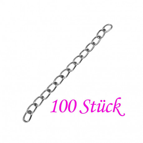 Leisure-Beads - 100x 5-7cm silberfarbene Verlängerungskette 3,5mm silberfarben Verlängerungskettchen - Schmuckzubehör