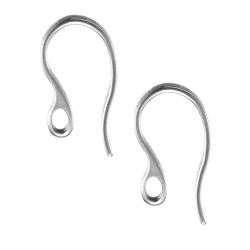 2 Stück Edelstahl Ohrfedern 22x11,5mm silberfarben mit Stopper - Edelstahl Schmuckzubehör Ohrringe