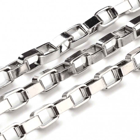 Leisure-Beads - 50cm Edelstahl Kastenkette 8x5mm silberfarbene Schmuckkette Gliederkette - Schmuckzubehör