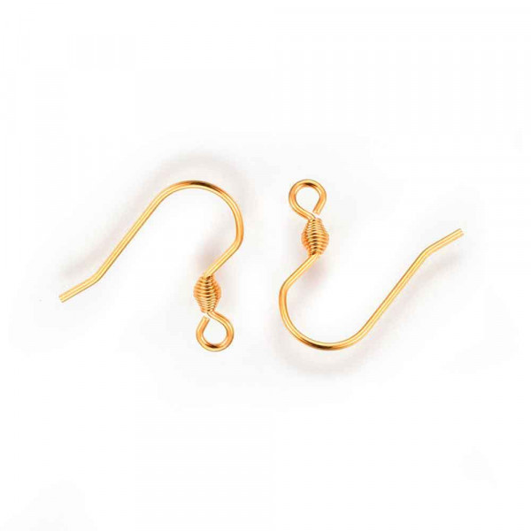 4 Stück Edelstahl Ohrfedern 16x15,5mm goldfarben mit Stopper - Schmuckzubehör Ohrringe - Leisure-Beads DIY