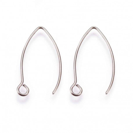 Leisure-Beads - 2 Stück Edelstahl Ohrhaken 25,5x15mm silberfarben - Schmuckzubehör Ohrringe