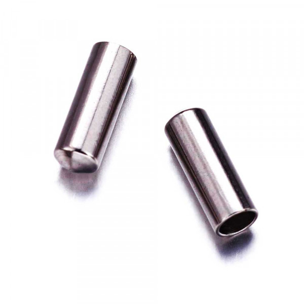 2x Edelstahl Abschluss Endkappe Innen 2mm 7x2,5mm zum Einkleben ohne Loch - Schmuckzubehör Endkappe - Leisure-Beads DIY