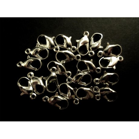 Leisure-Beads - 20x Karabinerhaken 12mm hellsilberfarben glatt - Schmuckzubehör