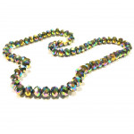 70 vitrail grün lila Glasperlen 9,5x7mm mit AB-Effekt - Schmuckzubehör Glasperlen