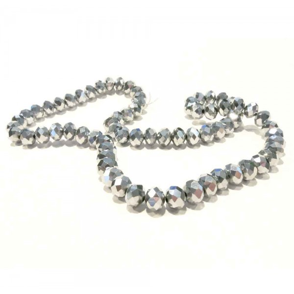 70 silberfarben Glasperlen 9,5x7mm - Schmuckzubehör zum Glasschmuck basteln - Leisure-Beads DIY