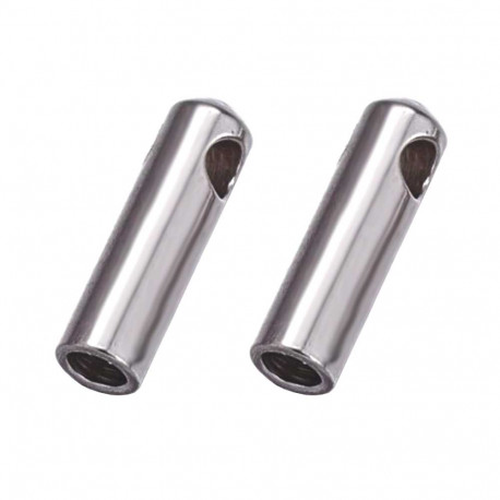 Leisure-Beads - 4x Edelstahl Endkappe Innen 1,5mm 7x2mm zum Einkleben silberfarben - Schmuckzubehör