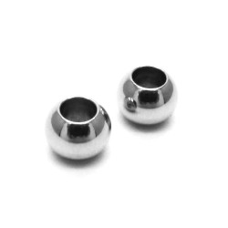 Leisure-Beads - 2x Edelstahl Perle 6x5mm Loch 3mm Kugel silberfarben Spacer Metallperle - Schmuckzubehör