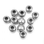 5x Edelstahl Perle 6x5mm Loch 2,5mm Kugel silberfarben Großlochperle - Schmuckzubehör